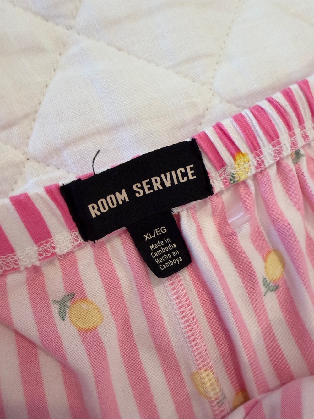 Soft Pink Striped Lemon-Print Pajama Set - Picture 4 of 4